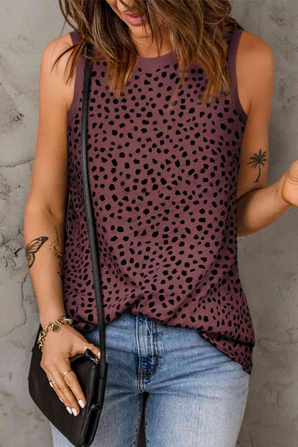 Printed Round Neck Tank - Be Bliss Boutique