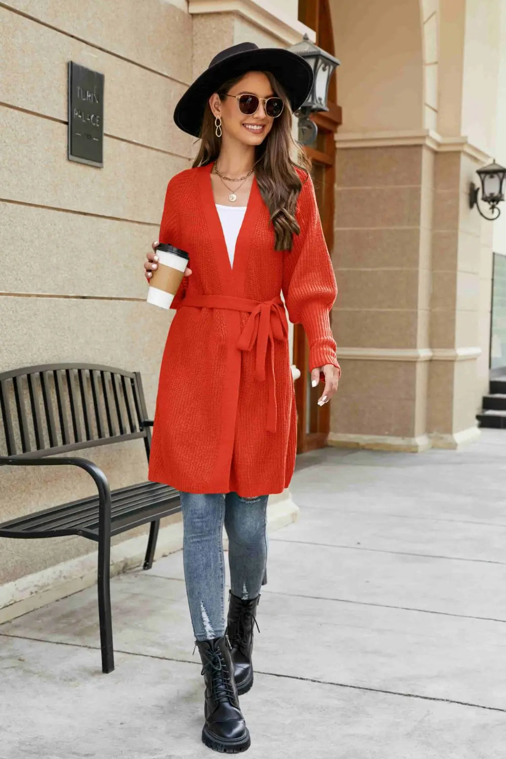 Open Front Lantern Sleeve Cardigan - Be Bliss Boutique