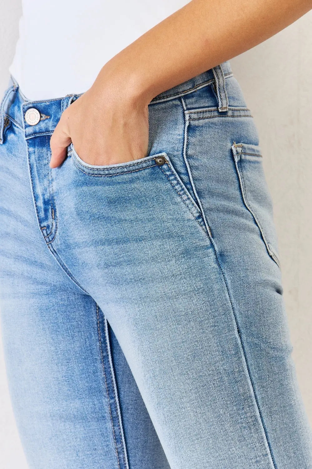 Kancan Full Size Mid Rise Y2K Slit Bootcut Jeans - Be Bliss Boutique