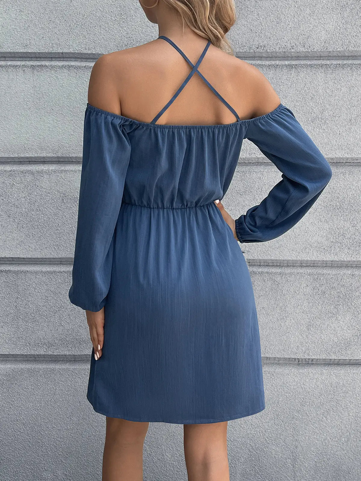 Cold-Shoulder Crisscross Mini Dress - Be Bliss Boutique
