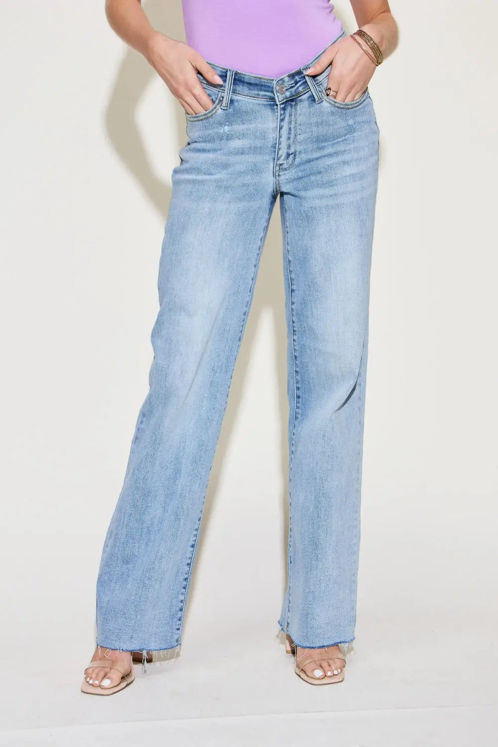 Judy Blue Full Size V Front Waistband Straight Jeans - Be Bliss Boutique
