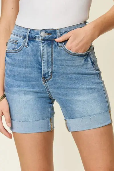 Judy Blue Full Size Tummy Control High Waist Denim Shorts - Be Bliss Boutique