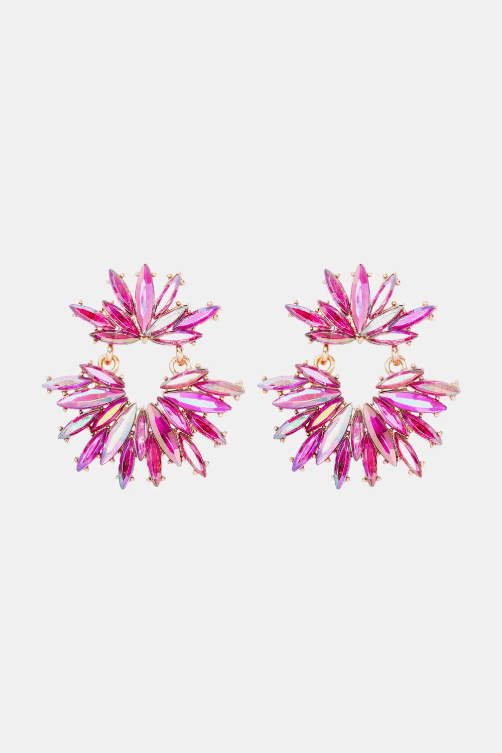 Flower Shape Glass Stone Dangle Earrings - Be Bliss Boutique