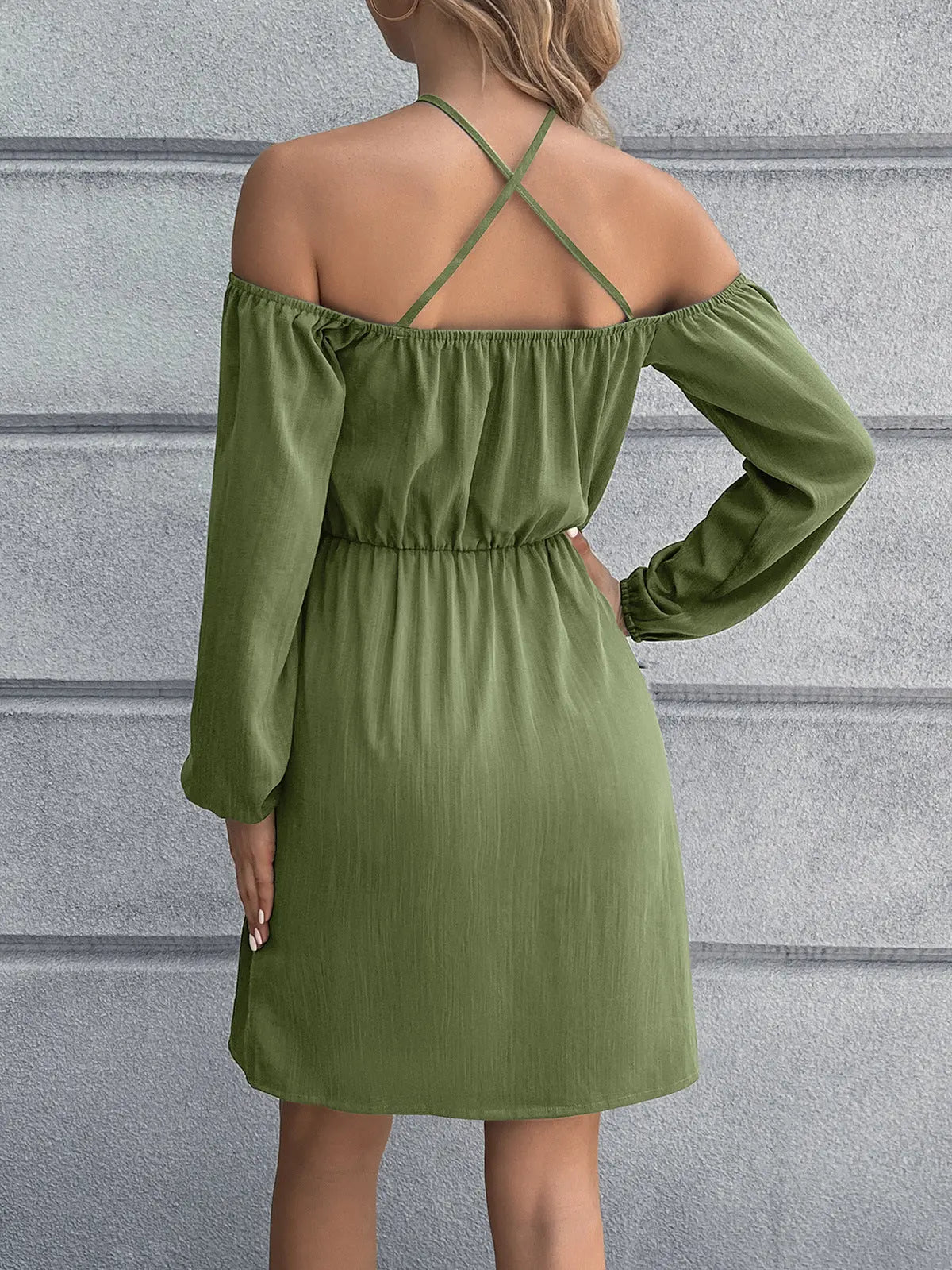 Cold-Shoulder Crisscross Mini Dress - Be Bliss Boutique