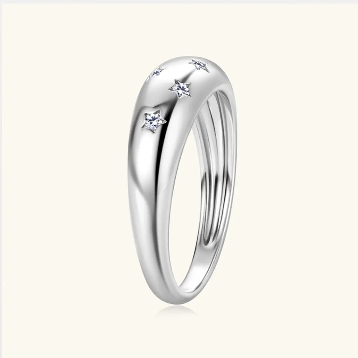 925 Sterling Silver Inlaid Moissanite Star Ring - Be Bliss Boutique