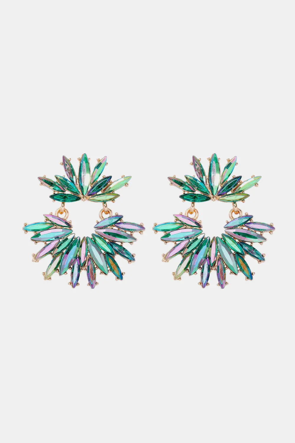 Flower Shape Glass Stone Dangle Earrings - Be Bliss Boutique