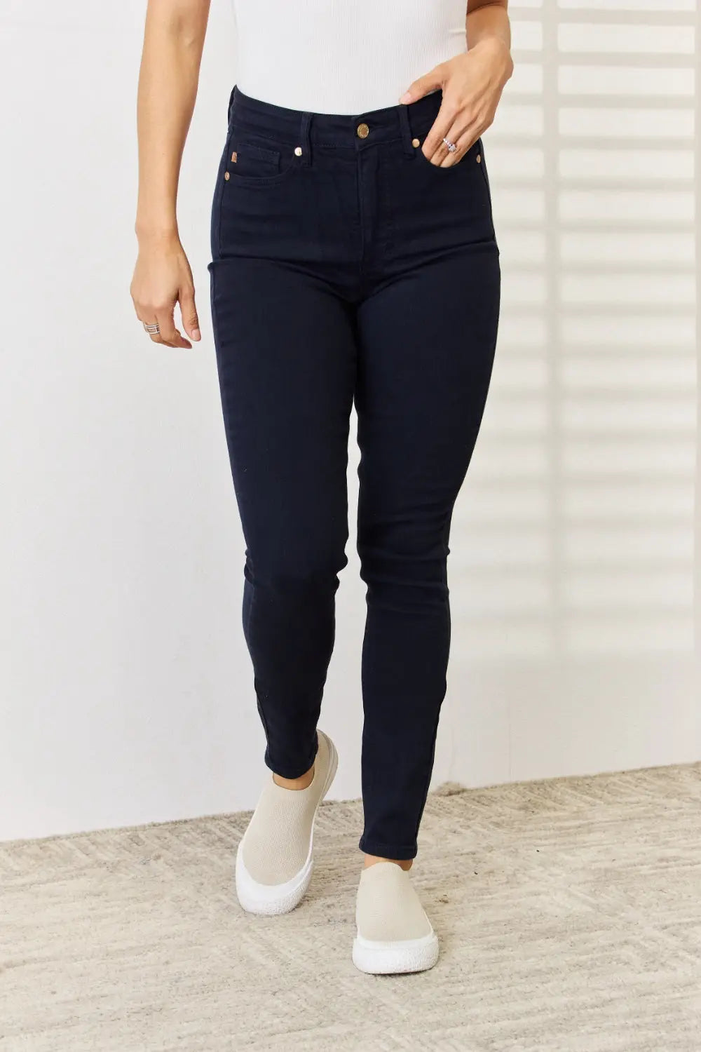 Judy Blue Full Size Garment Dyed Tummy Control Skinny Jeans - Be Bliss Boutique