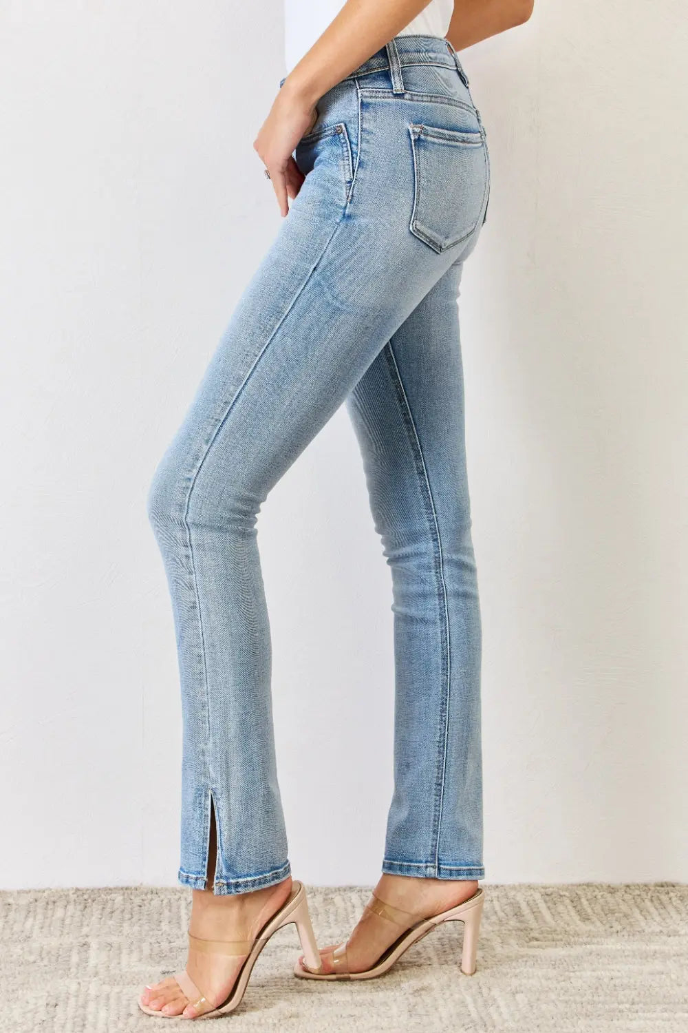 Kancan Full Size Mid Rise Y2K Slit Bootcut Jeans - Be Bliss Boutique