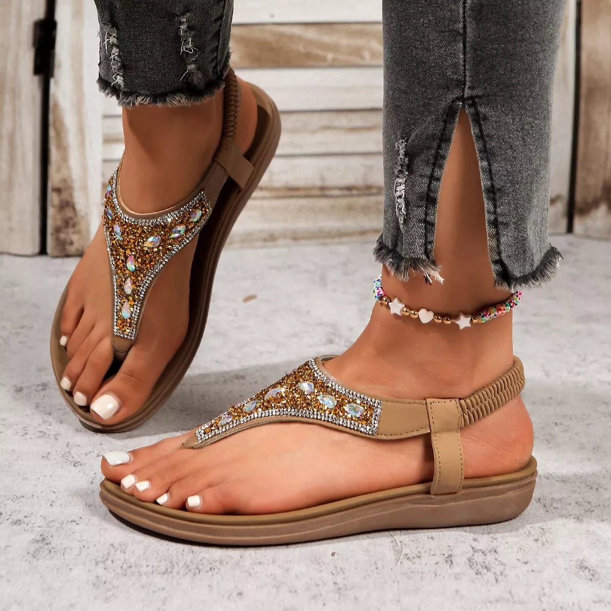 Toe Post Rhinestone Sandals - Be Bliss Boutique