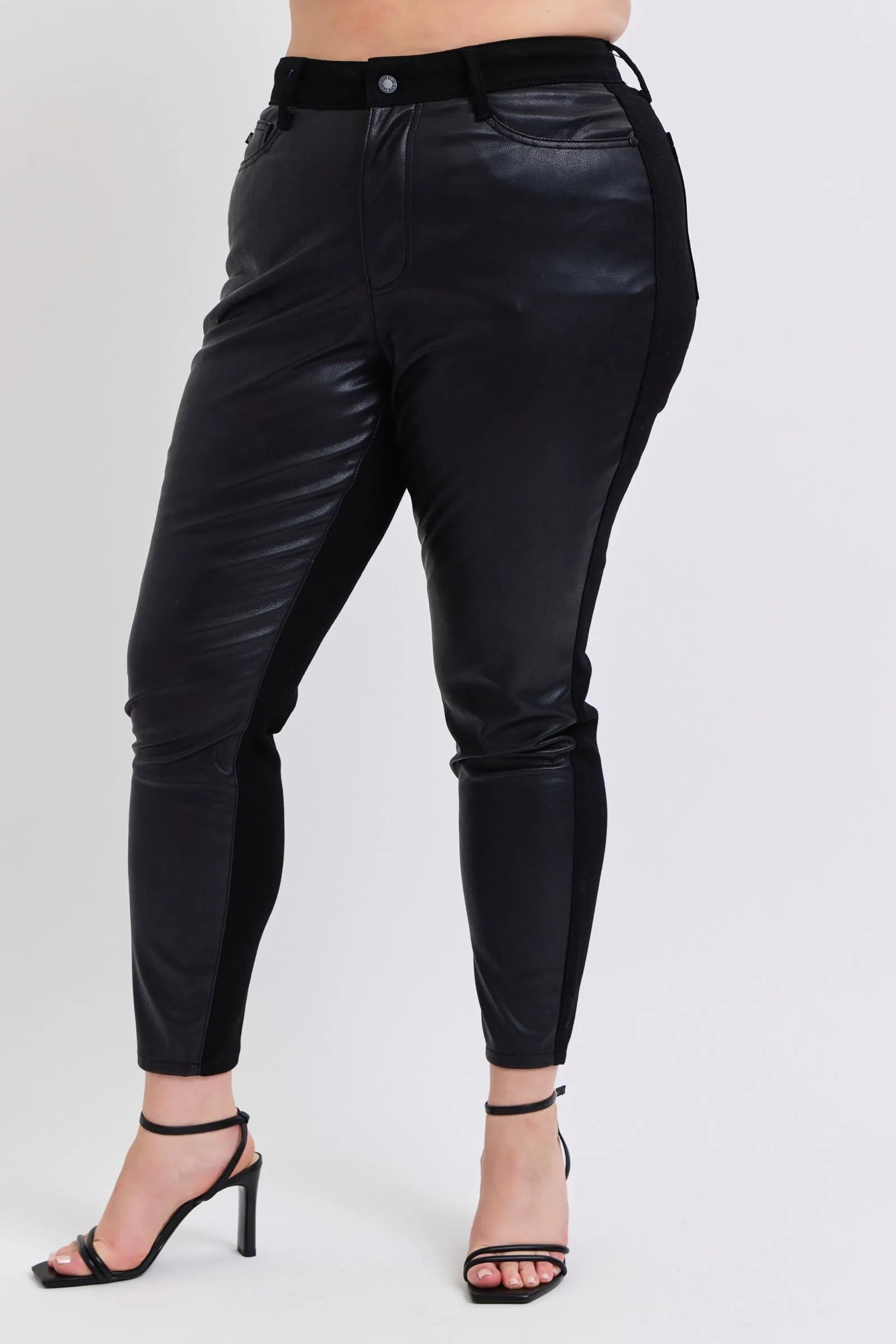 Judy Blue Plus Size HW Faux Leather Skinny Pants -  Be Bliss Boutique
