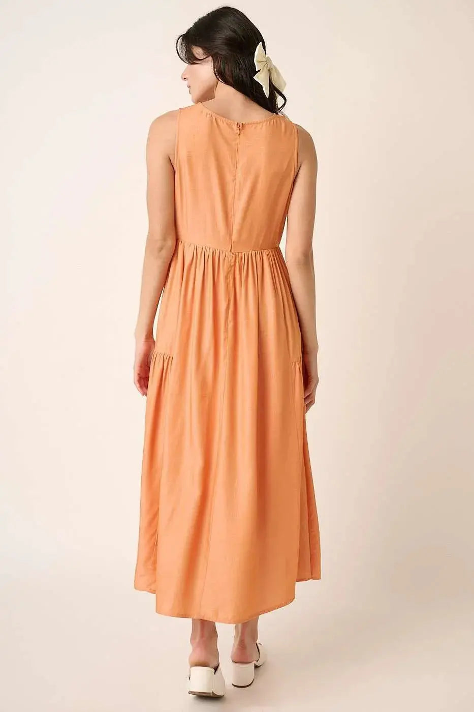 Mittoshop Ruched Sleeveless Midi Dress |  Be Bliss Boutique