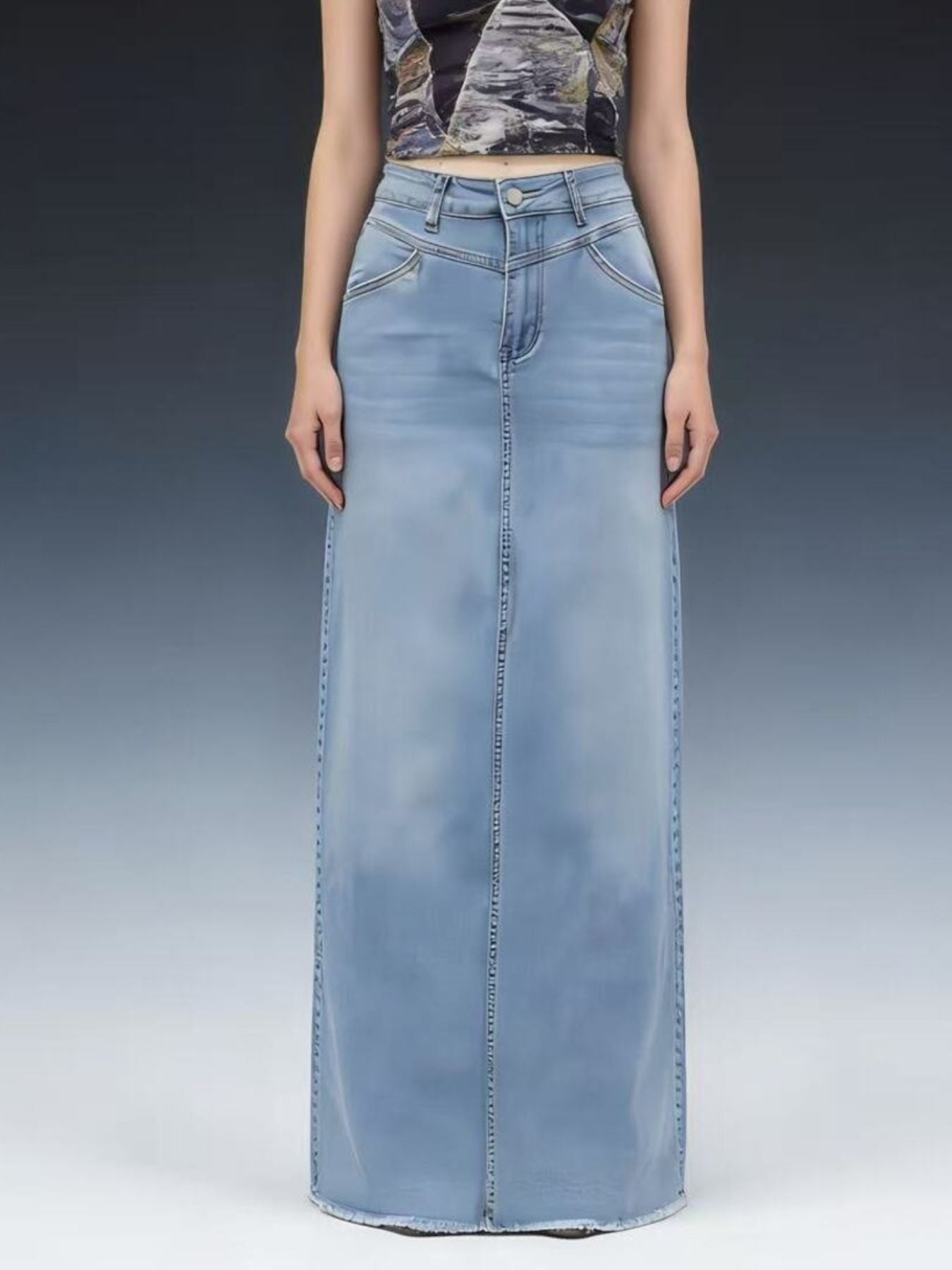 Raw Hem Maxi Denim Skirt - Be Bliss Boutique