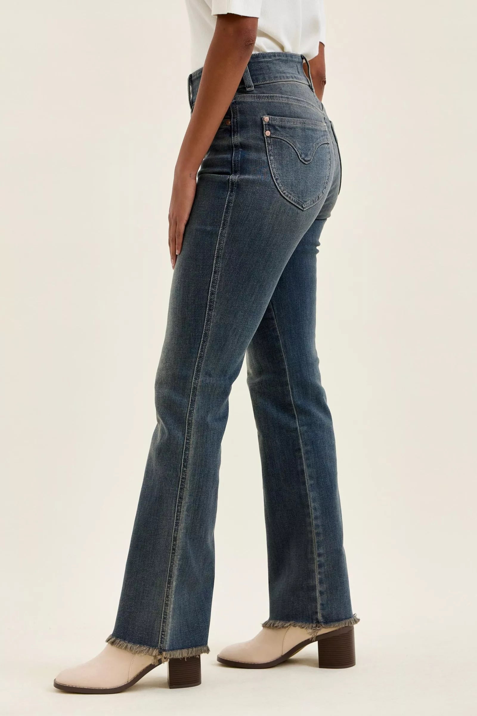 Judy Blue Double Button High Waist Frayed Hem Jeans - Be Bliss Boutique