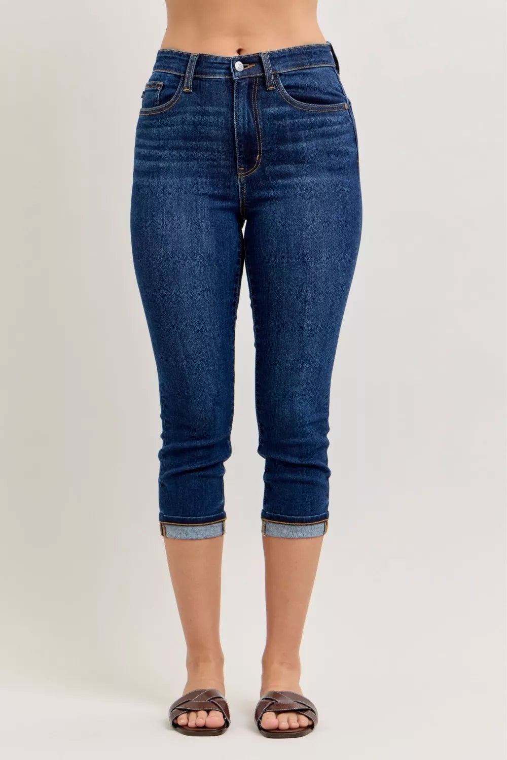 Judy Blue High Waist Capri Jeans with Single Cuff - Be Bliss Boutique
