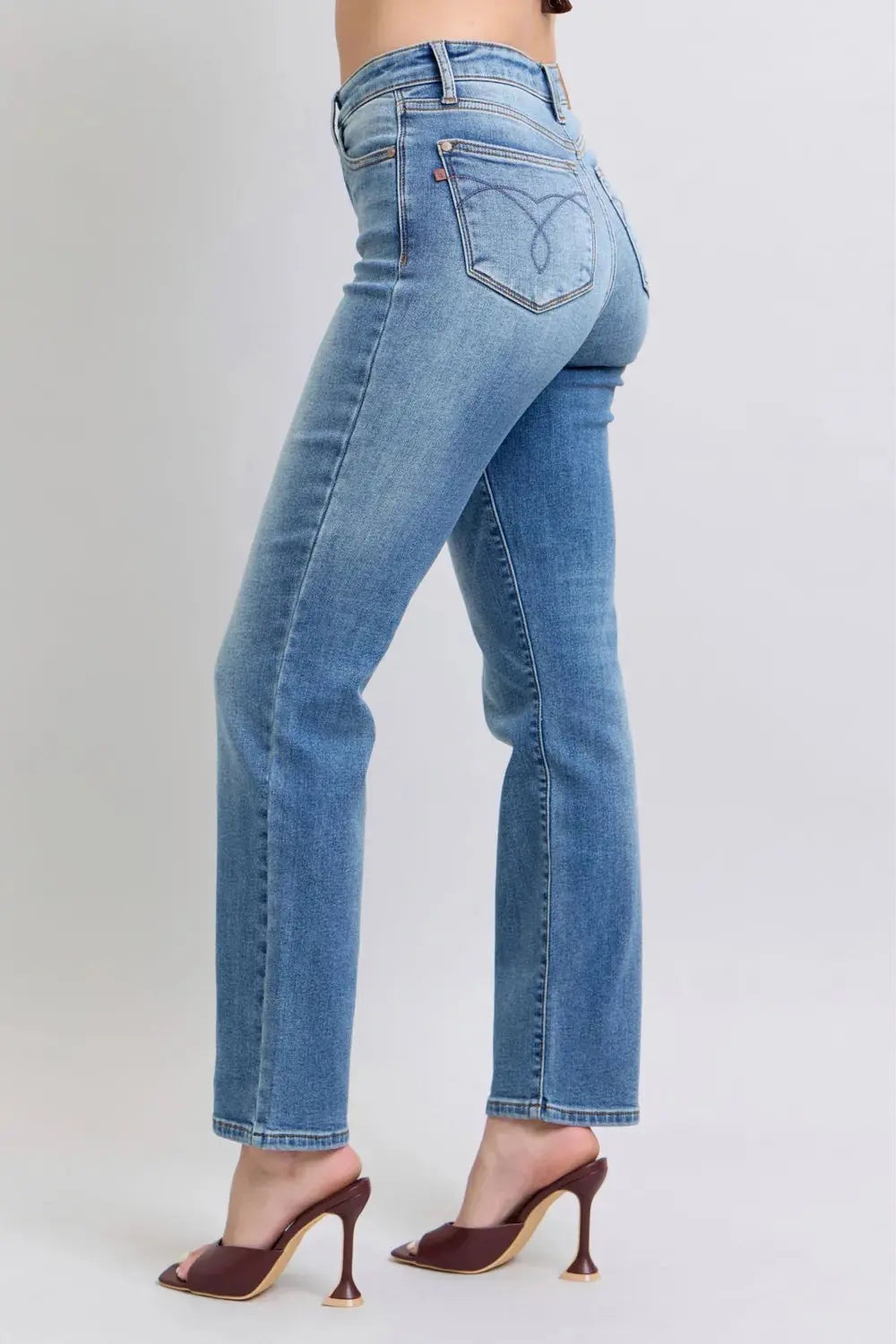 Judy Blue Full/Plus Size Run Vintage Wash Thermal Straight Jeans | Be Bliss Boutique