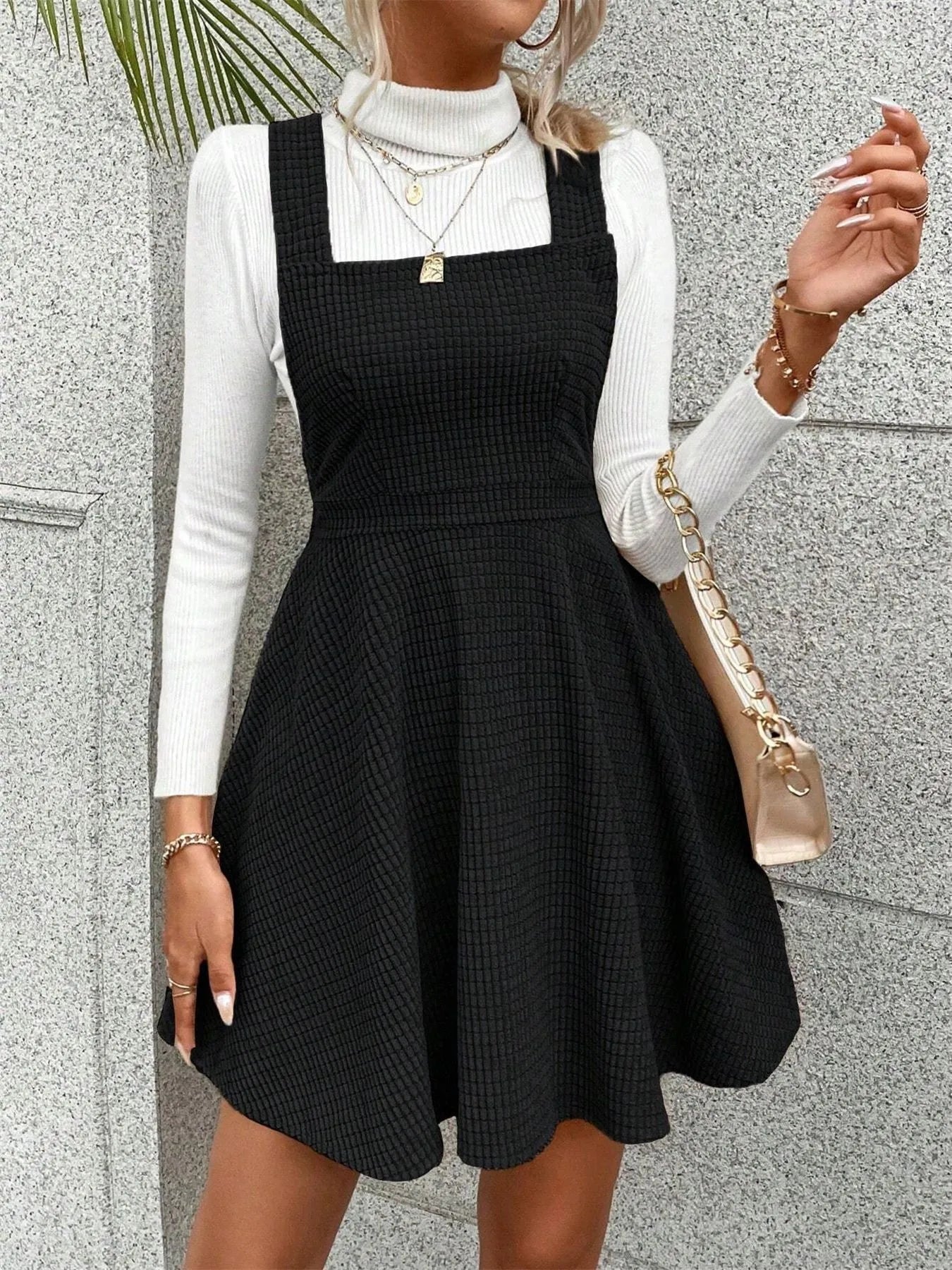Crisscross Back Square Neck Mini Dress -  Be Bliss Boutique