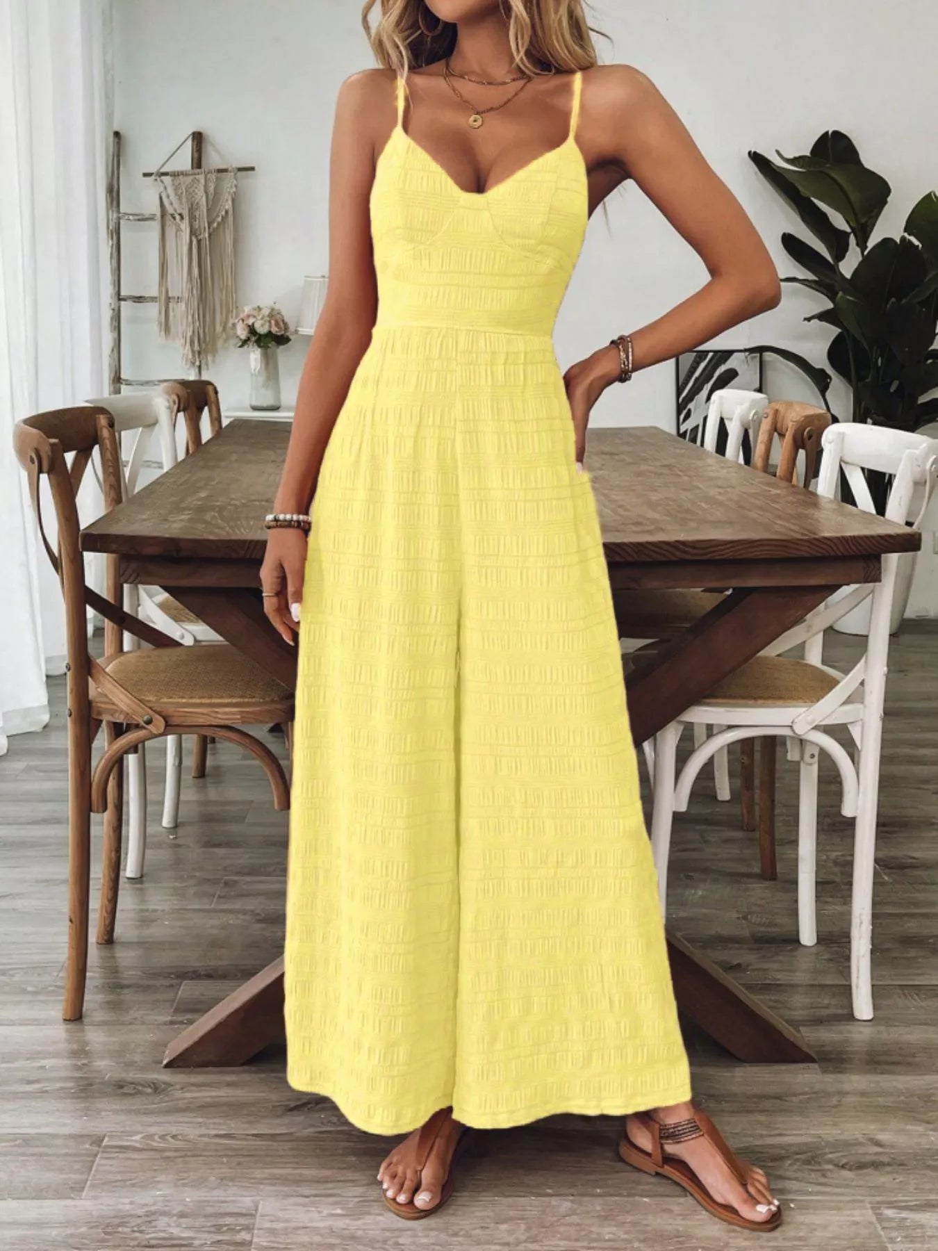 Bow Back Sleeveless Wide Leg Jumpsuit - Be Bliss Boutique