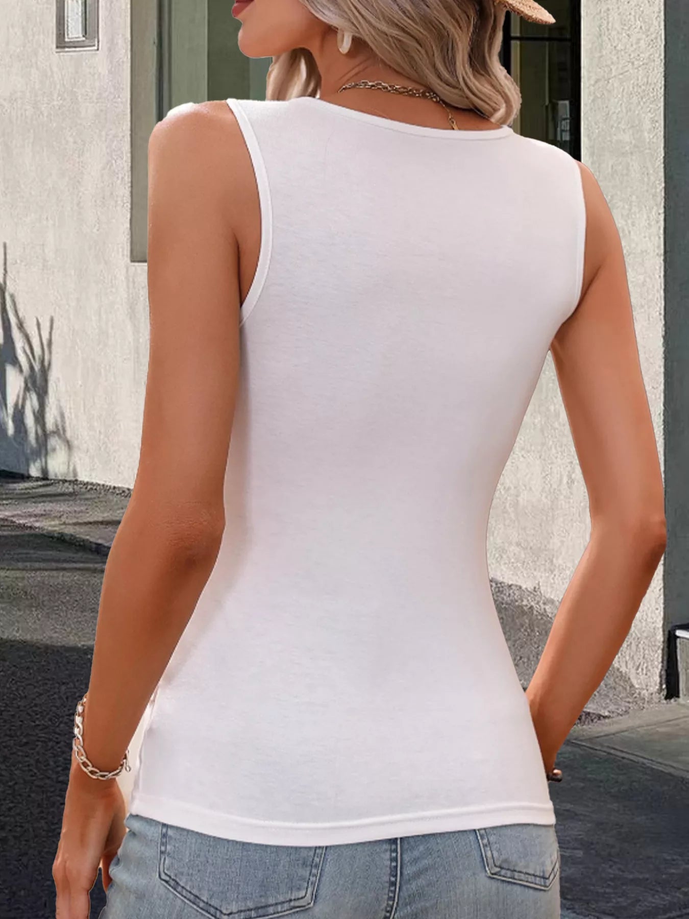 Surplice Button Decor Womens Tank Top - Be Bliss Boutique