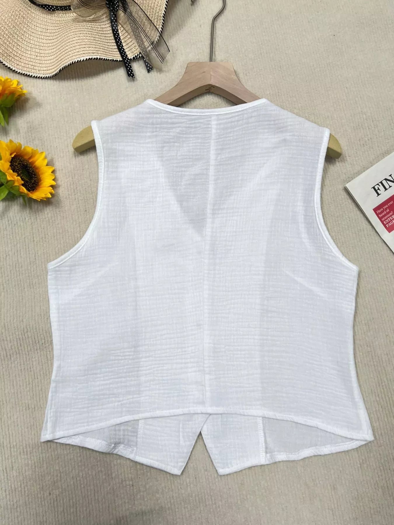Textured Button Up Vest - Be Bliss Boutique