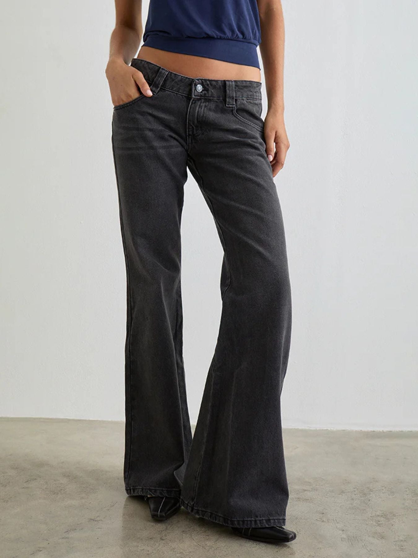 Low Rise Flare Leg Jeans - Be Bliss Boutique