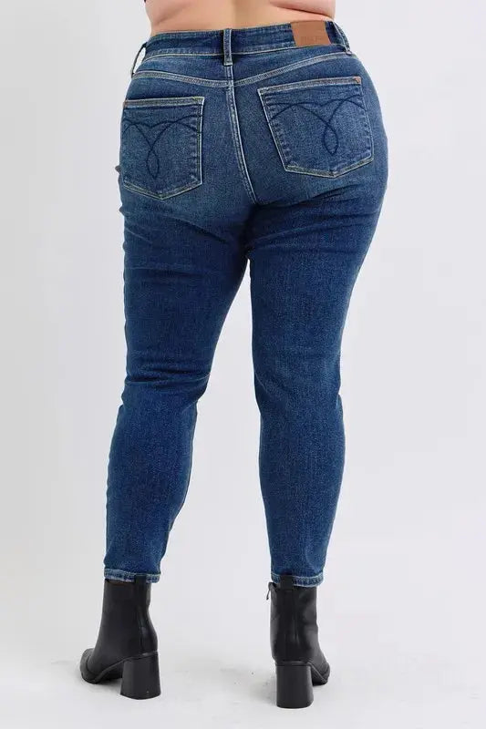 Judy Blue Full/Plus Size Run Mid-Rise Waist Skinny Jeans with Thermal Lining |  Be Bliss Boutique