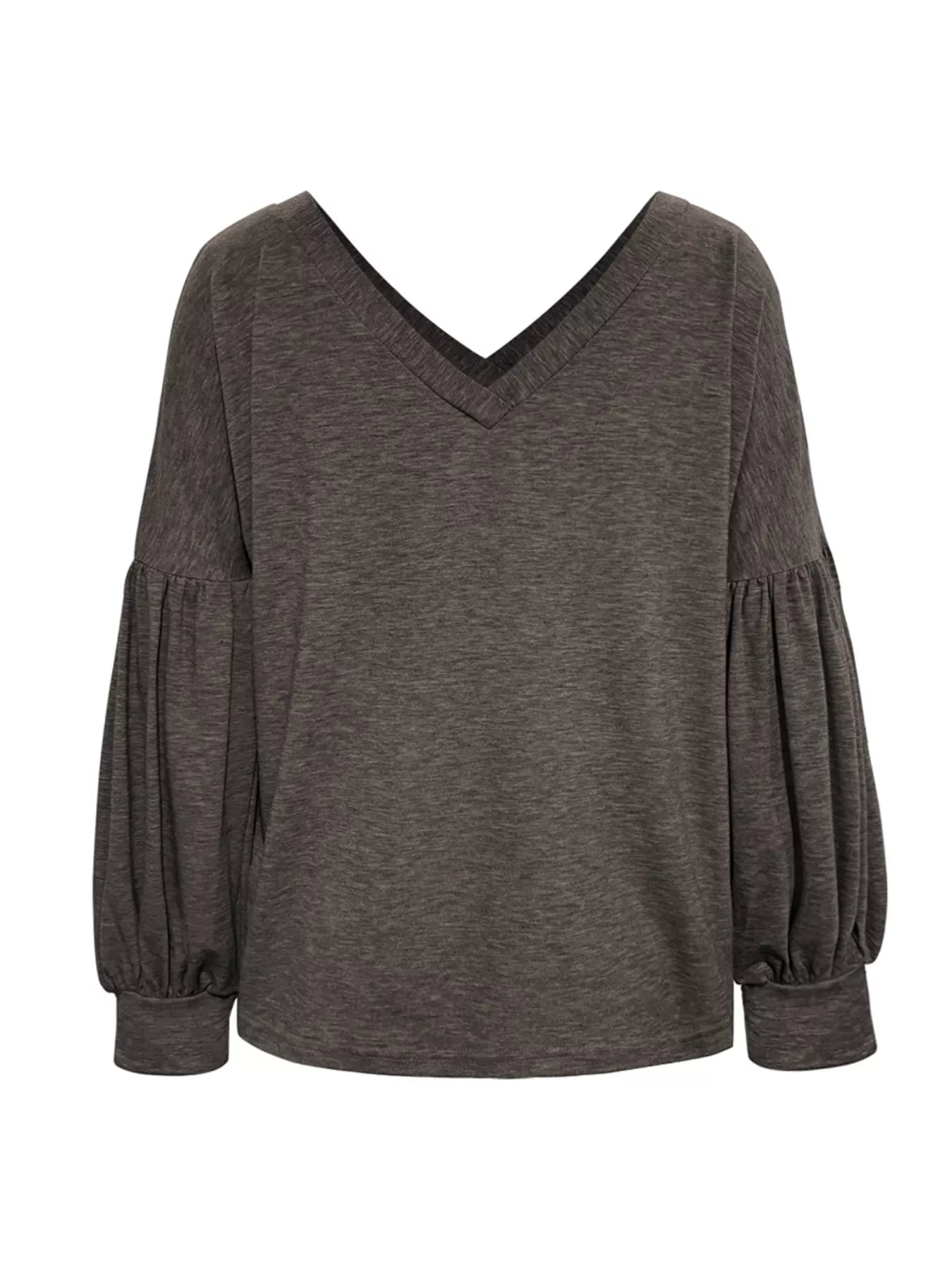 Oversized V-Neck Long Sleeve Blouse - Be Bliss Boutique
