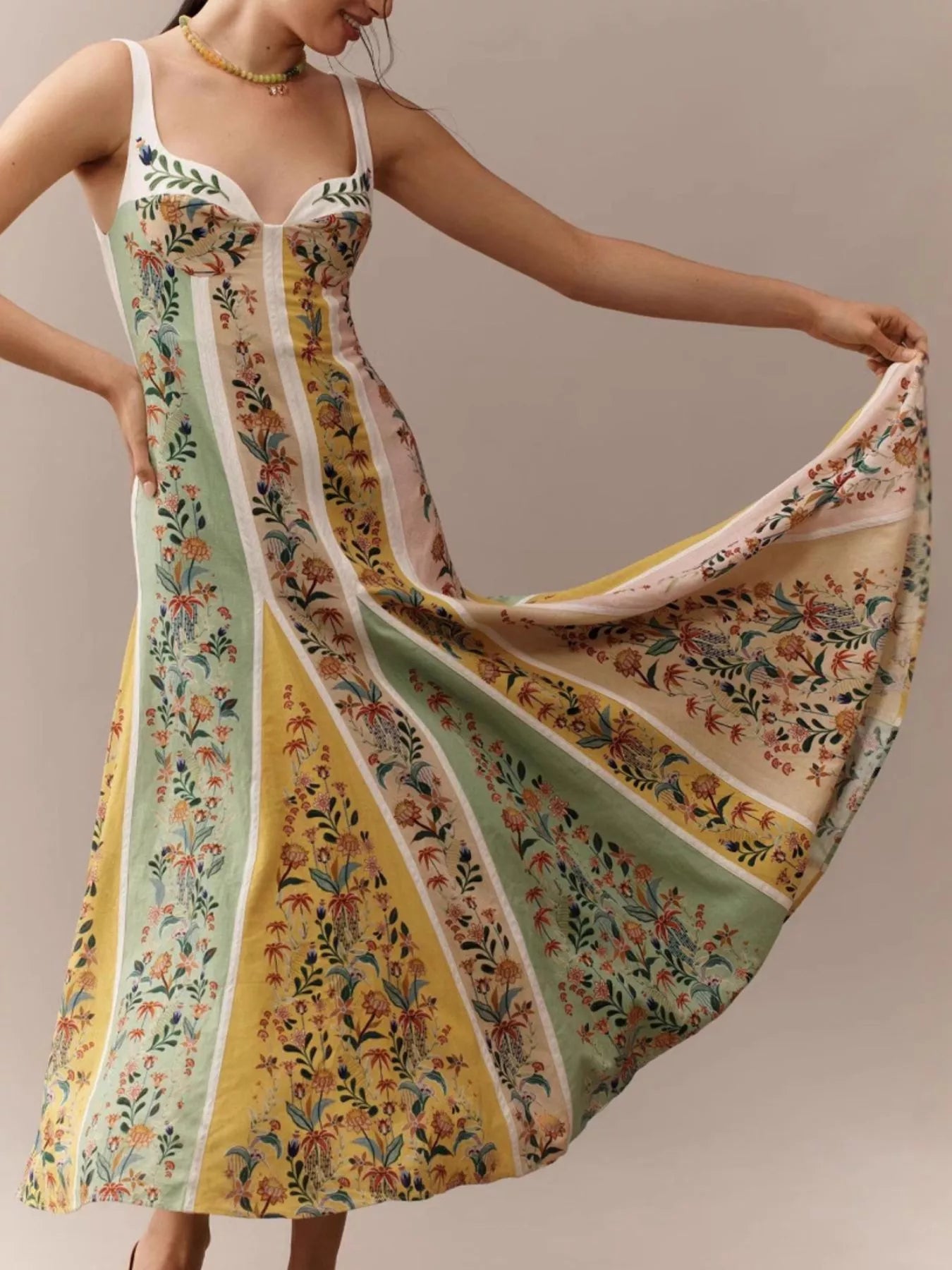 Floral Print Sweetheart Neck Maxi Dress - Be Bliss Boutique