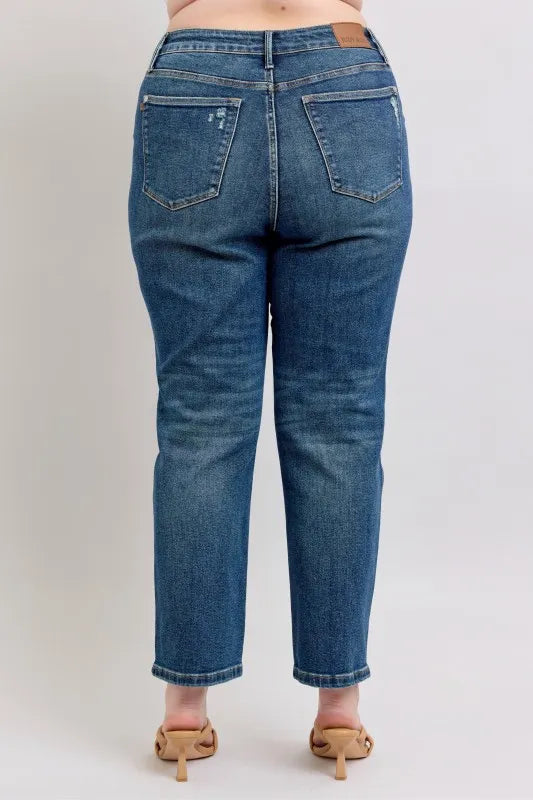 Judy Blue Jeans - Full Size High Waisted Rigid Magic Non-destroy Straight Leg -  Be Bliss Boutique