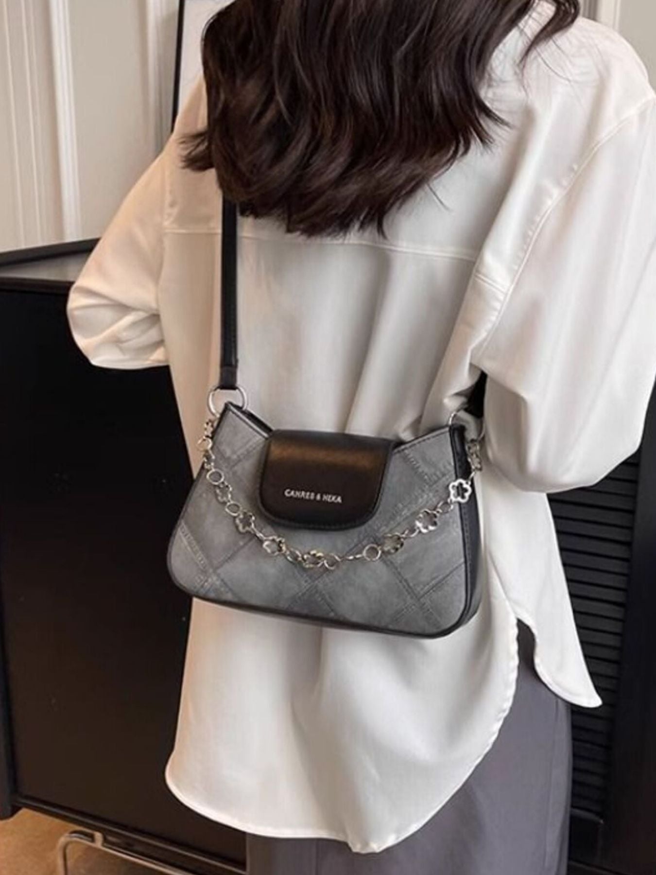 Chain Decor Leather Shoulder Bag - Be Bliss Boutique