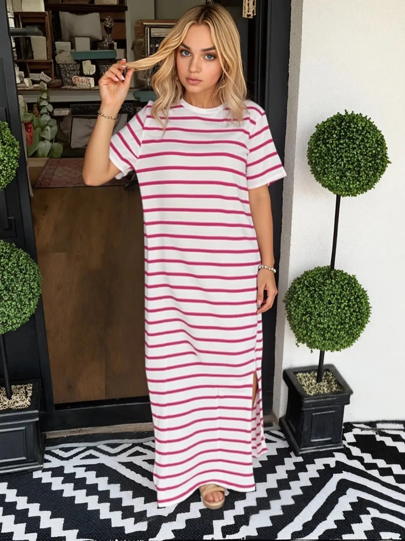 Full Size T-Shirt Striped Maxi Dress |  Be Bliss Boutique