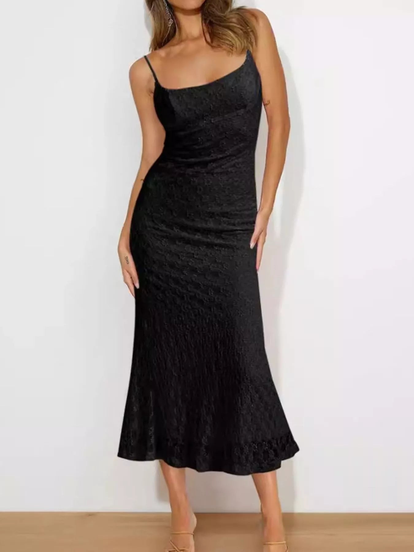 Black Scoop Neck Cami Midi Dress - Be Bliss Boutique