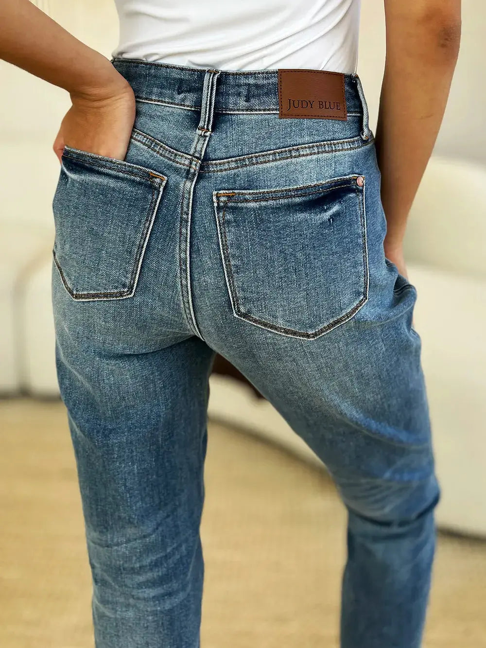 Judy Blue Full/Plus Size Mid Rise Rigid Magic Release Hem Jeans | Be Bliss Boutique