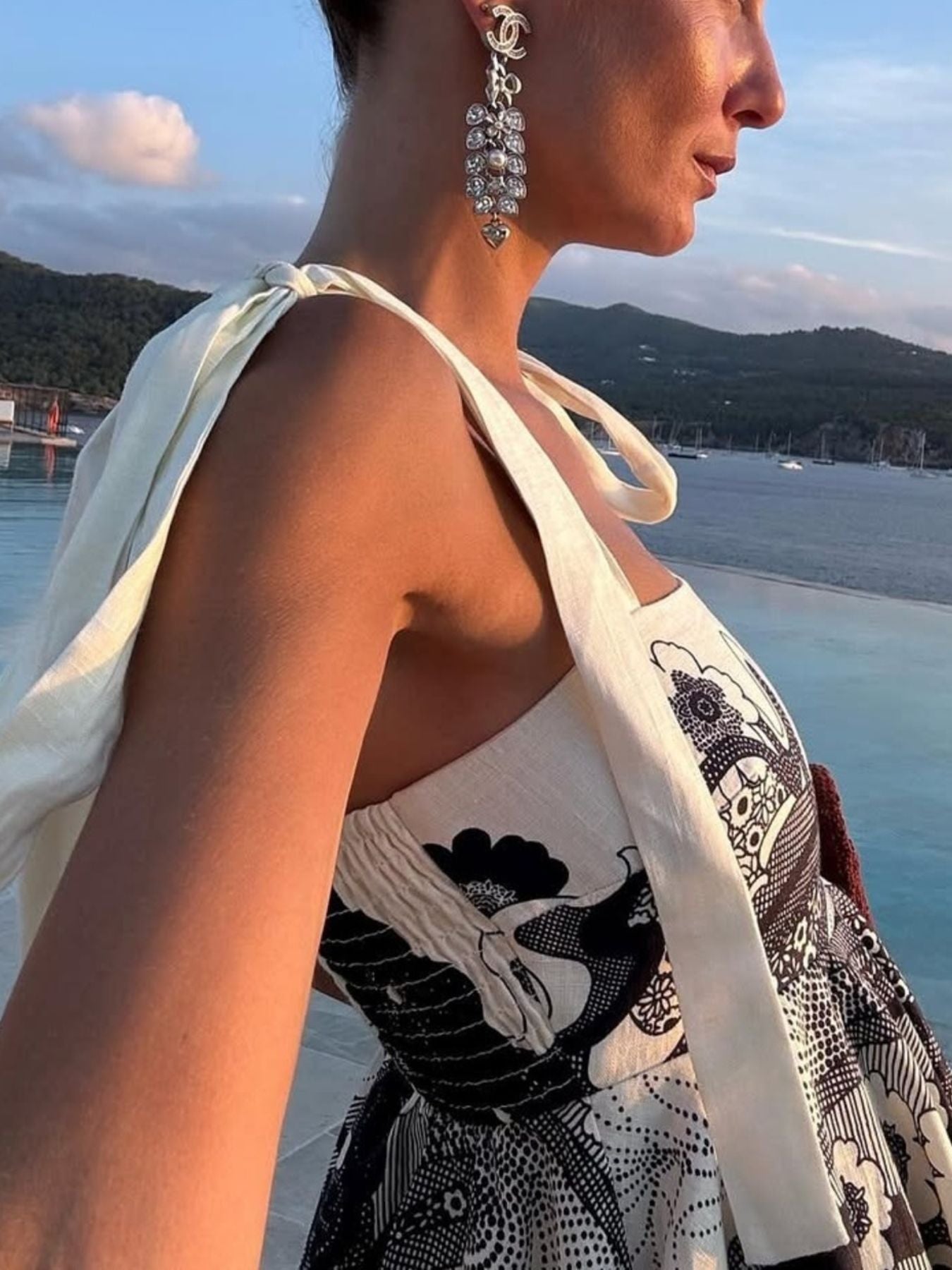 Printed Tie Shoulder Mini Dress - Be Bliss Boutique