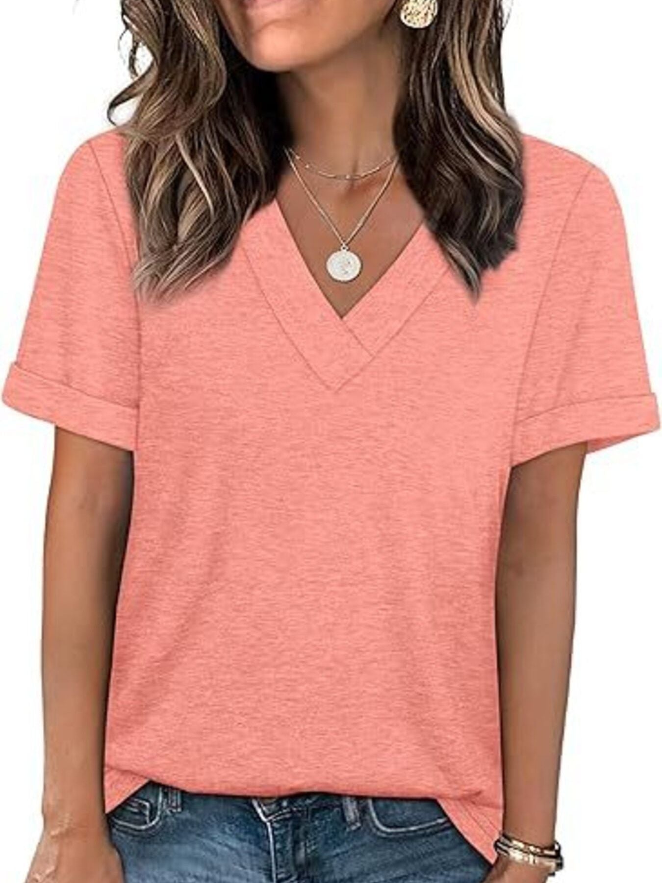 Casual V Neck Short Sleeve T Shirt - Be Bliss Boutique