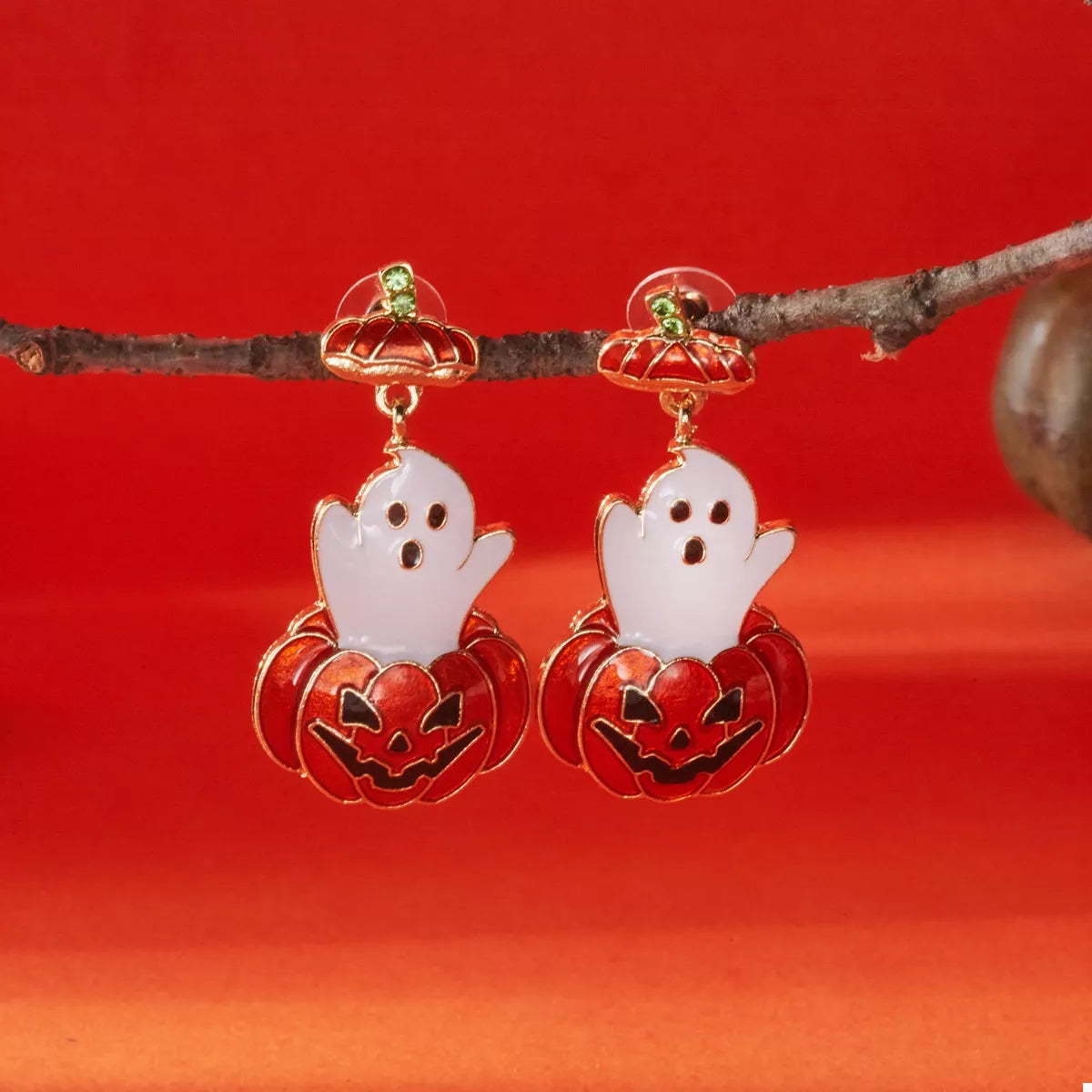 Halloween Ghost Pumpkin Dangle Earrings - Be Bliss Boutique