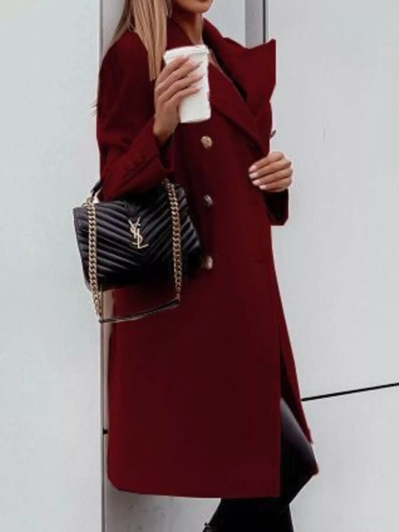 Double-Breasted Long Sleeve Coat -  Be Bliss Boutique