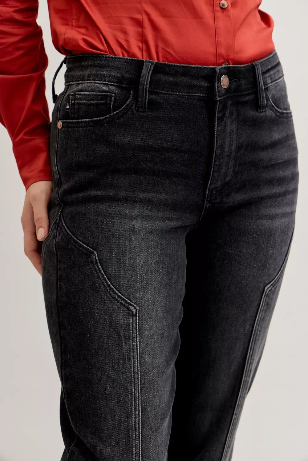 Judy Blue Jeans - Mid Rise Straight Western Seam Detail Jeans - Be Bliss Boutique