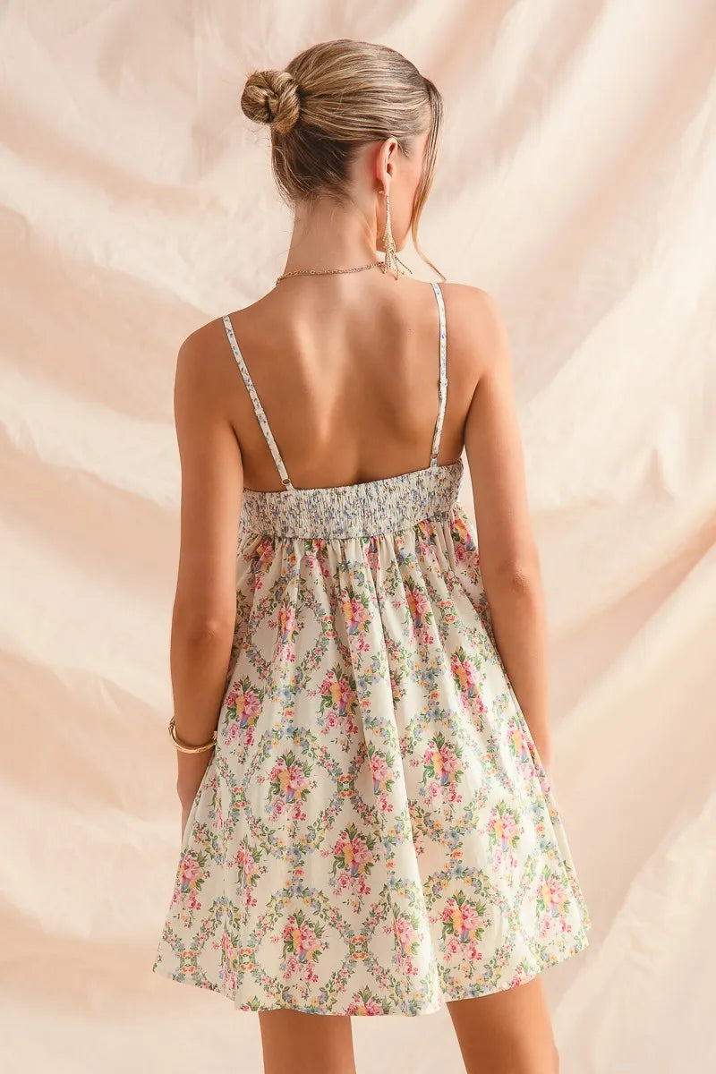 SO ME Mixed Floral Print Sleeveless Mini Dress -  Be Bliss Boutique