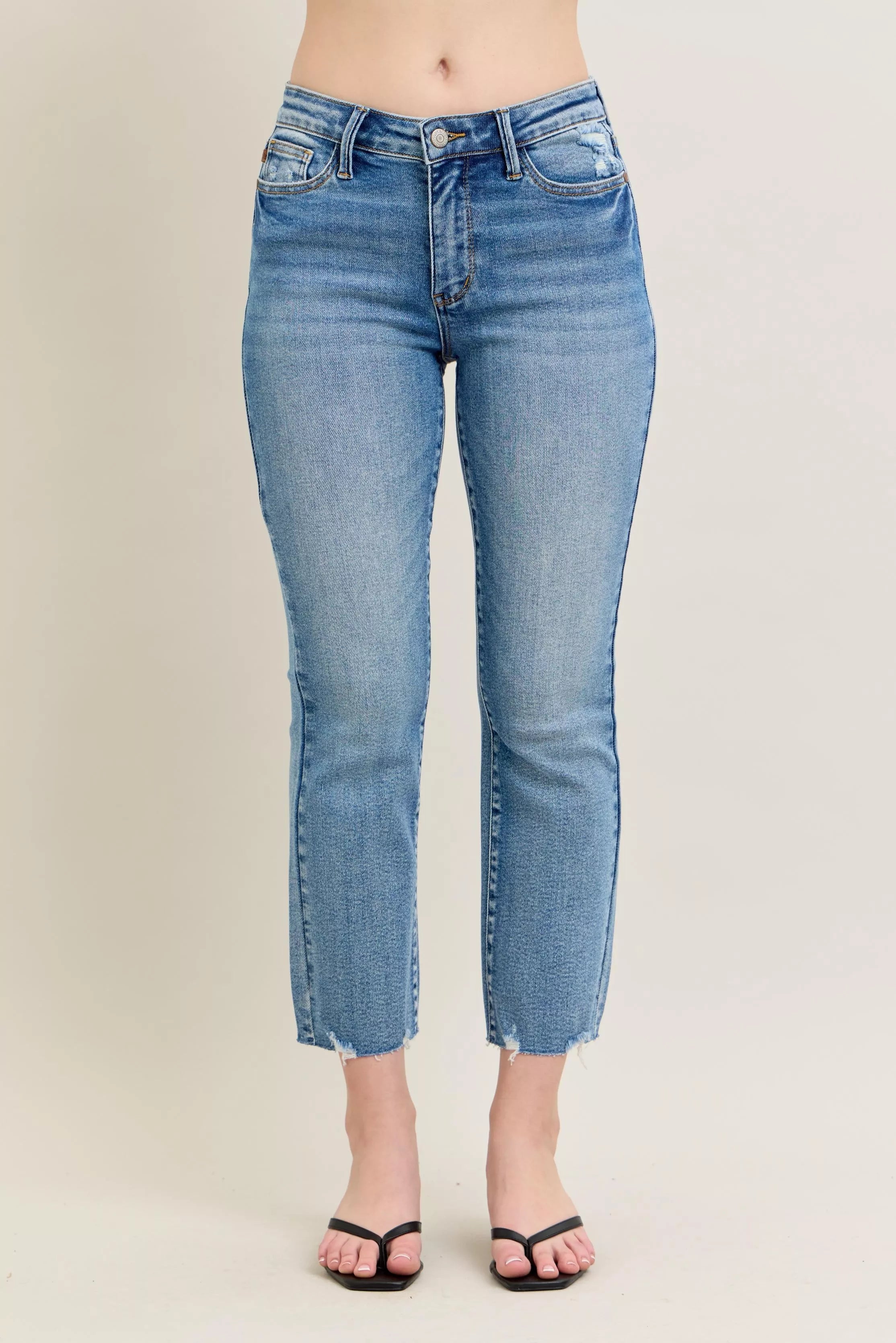 Judy Blue Jeans - Mr Vintage Wash Destroy Hem Kick Flare Jeans - Be Bliss Boutique
