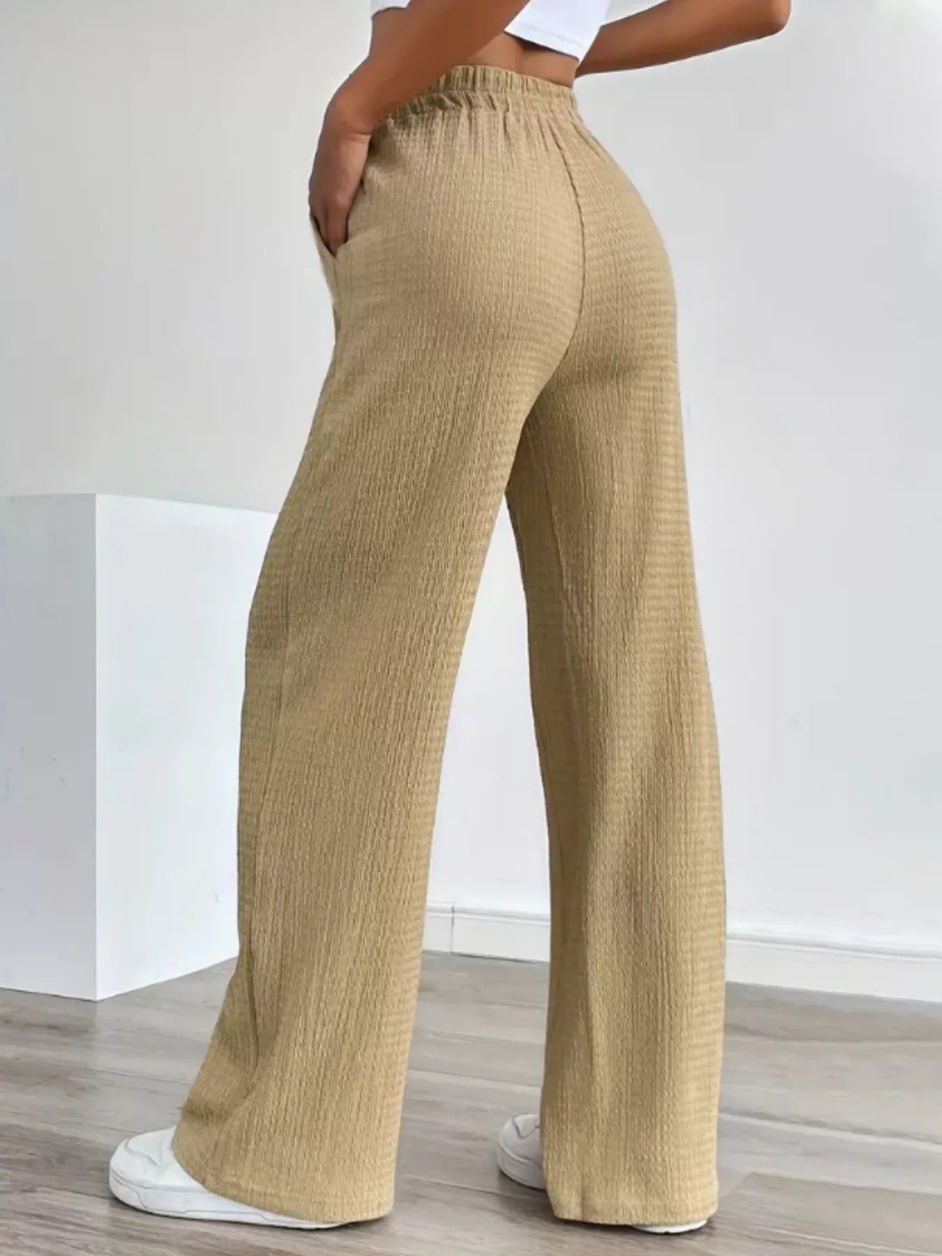 Texture Wide Leg Pants -  Be Bliss Boutique