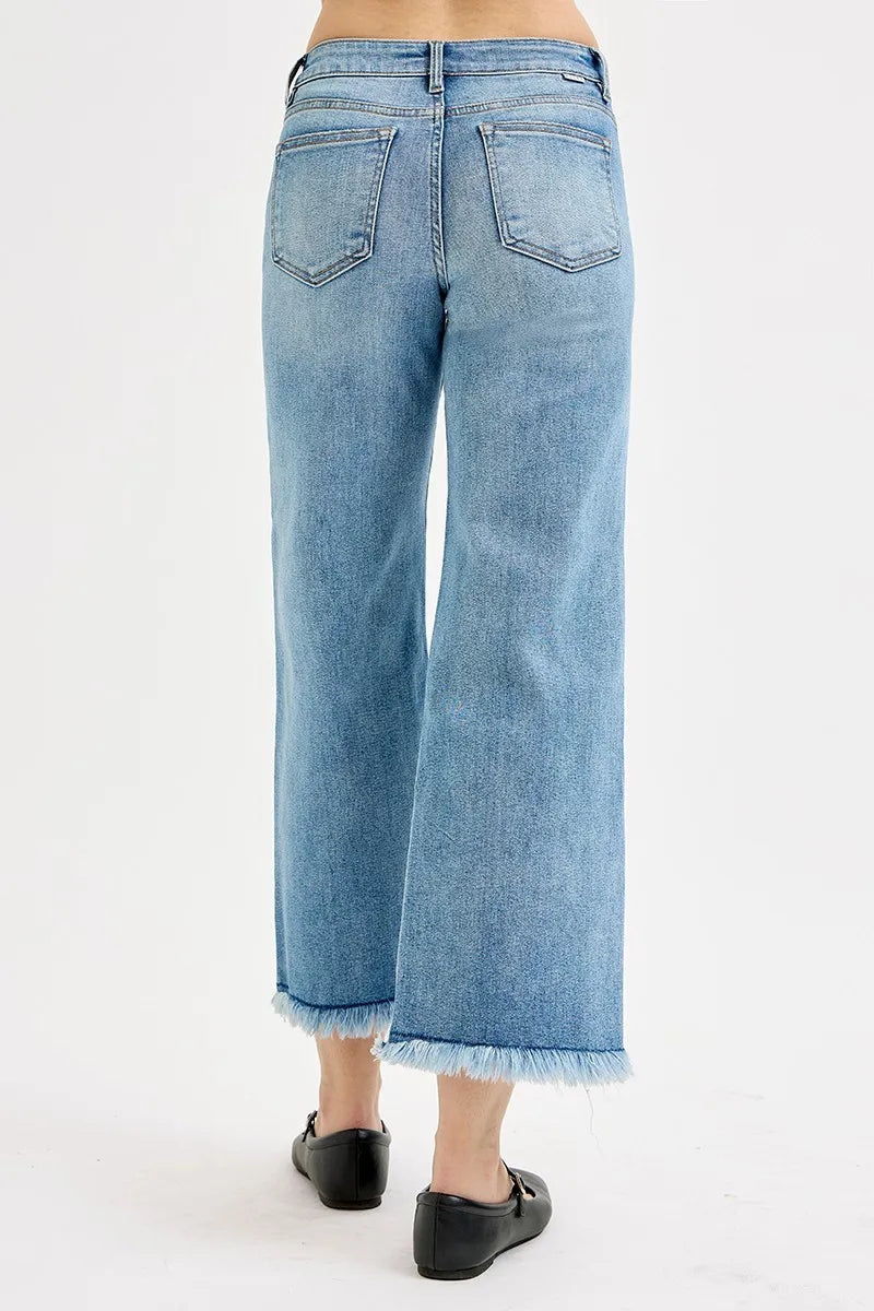 RISEN Full Size Mid Rise Crop Wide Leg Jeans Plus Size -  Be Bliss Boutique