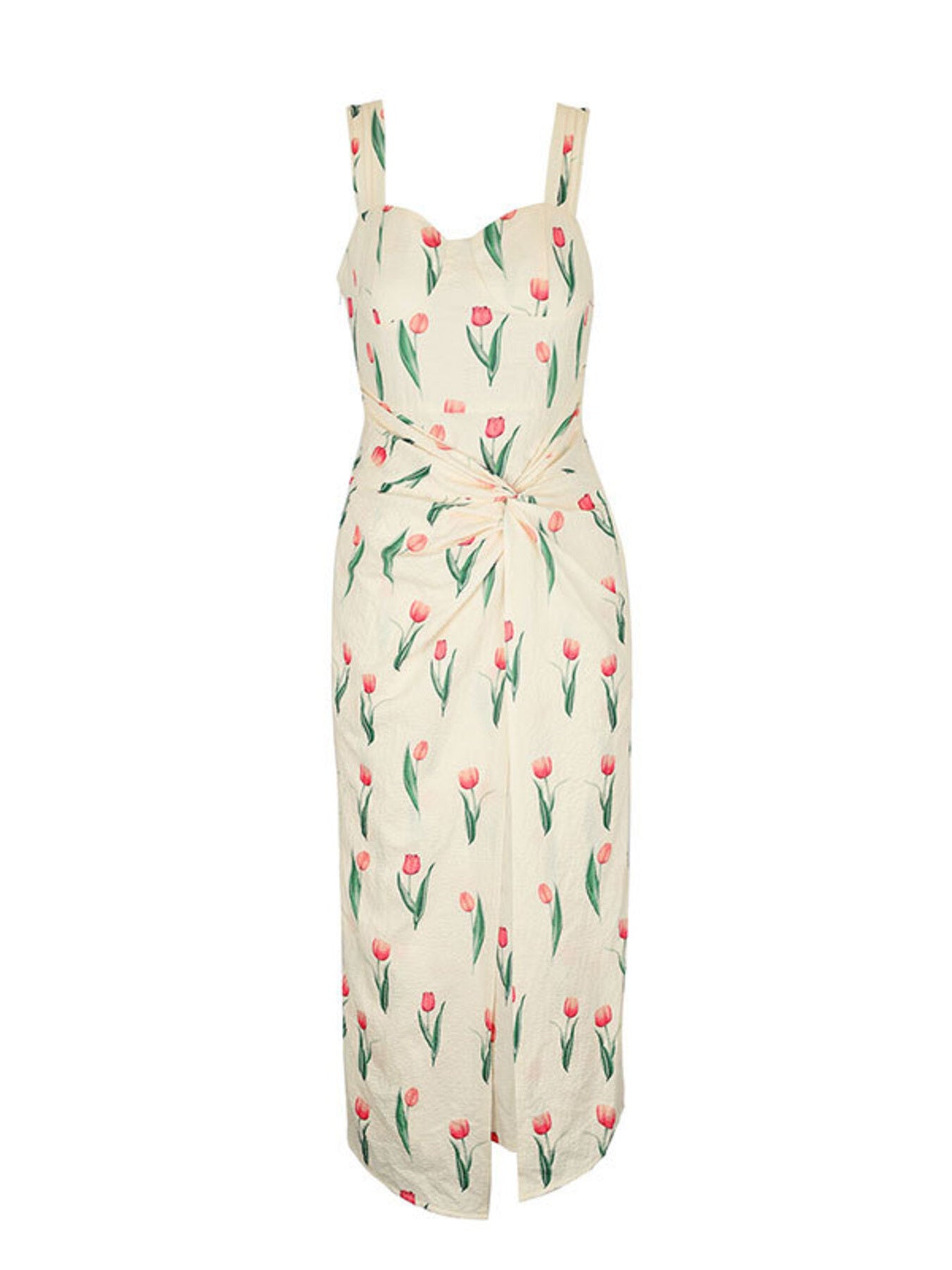 Tulip Print Twist Front Slit Cami Dress - Be Bliss Boutique