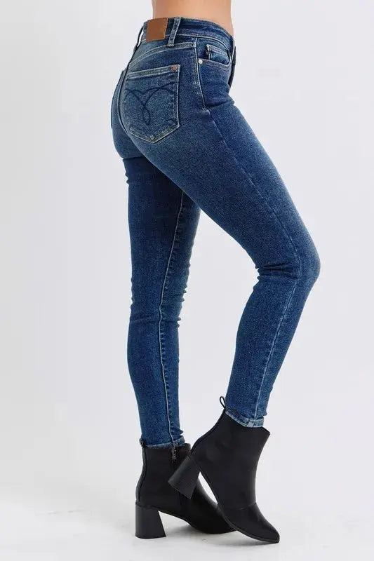 Judy Blue Full/Plus Size Run Mid-Rise Waist Skinny Jeans with Thermal Lining |  Be Bliss Boutique