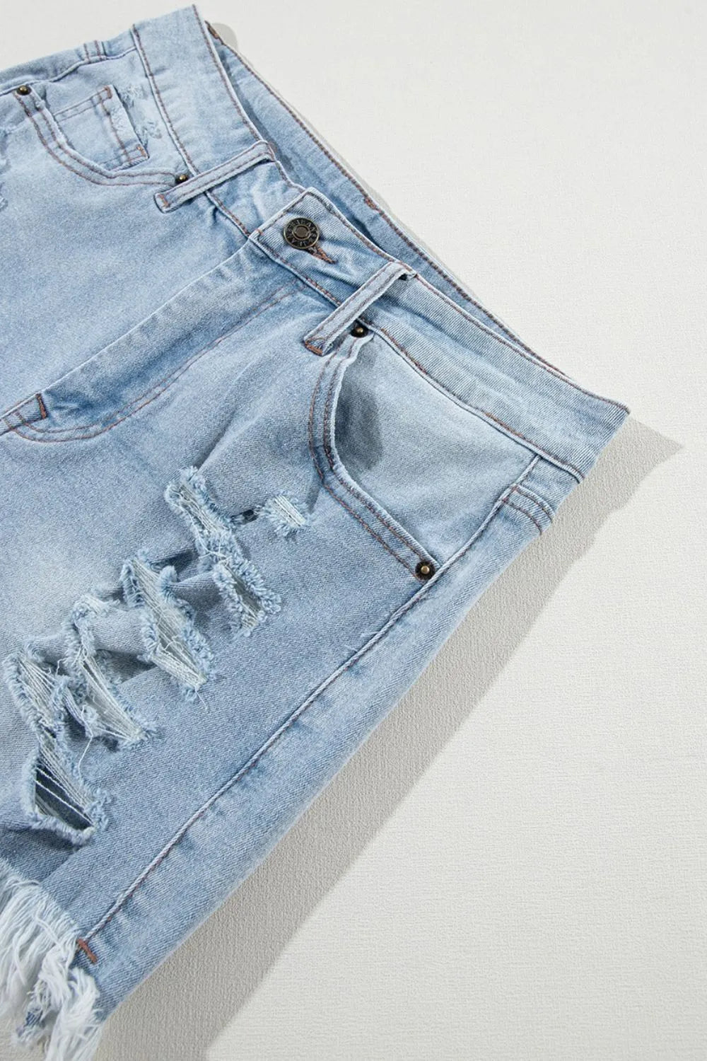 Distressed Raw Hem High Waist Denim Shorts - Be Bliss Boutique