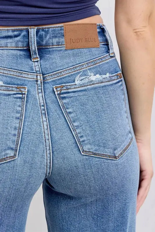 Judy Blue Full Size/Plus Size Raw Hem Wide Leg Jeans |  Be Bliss Boutique