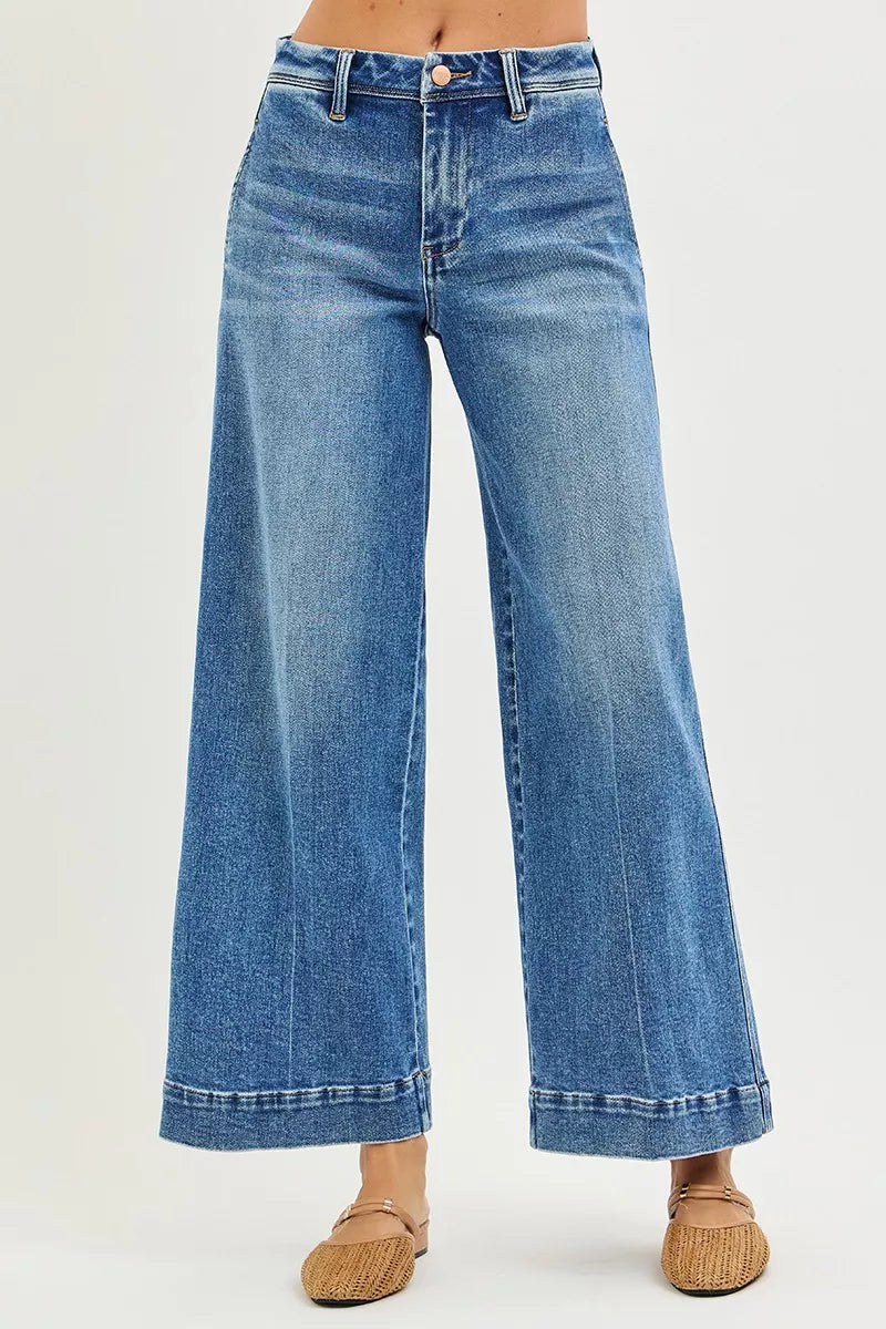 RISEN Jeans - Slouchy Ankle Wide Jeans - Be Bliss Boutique