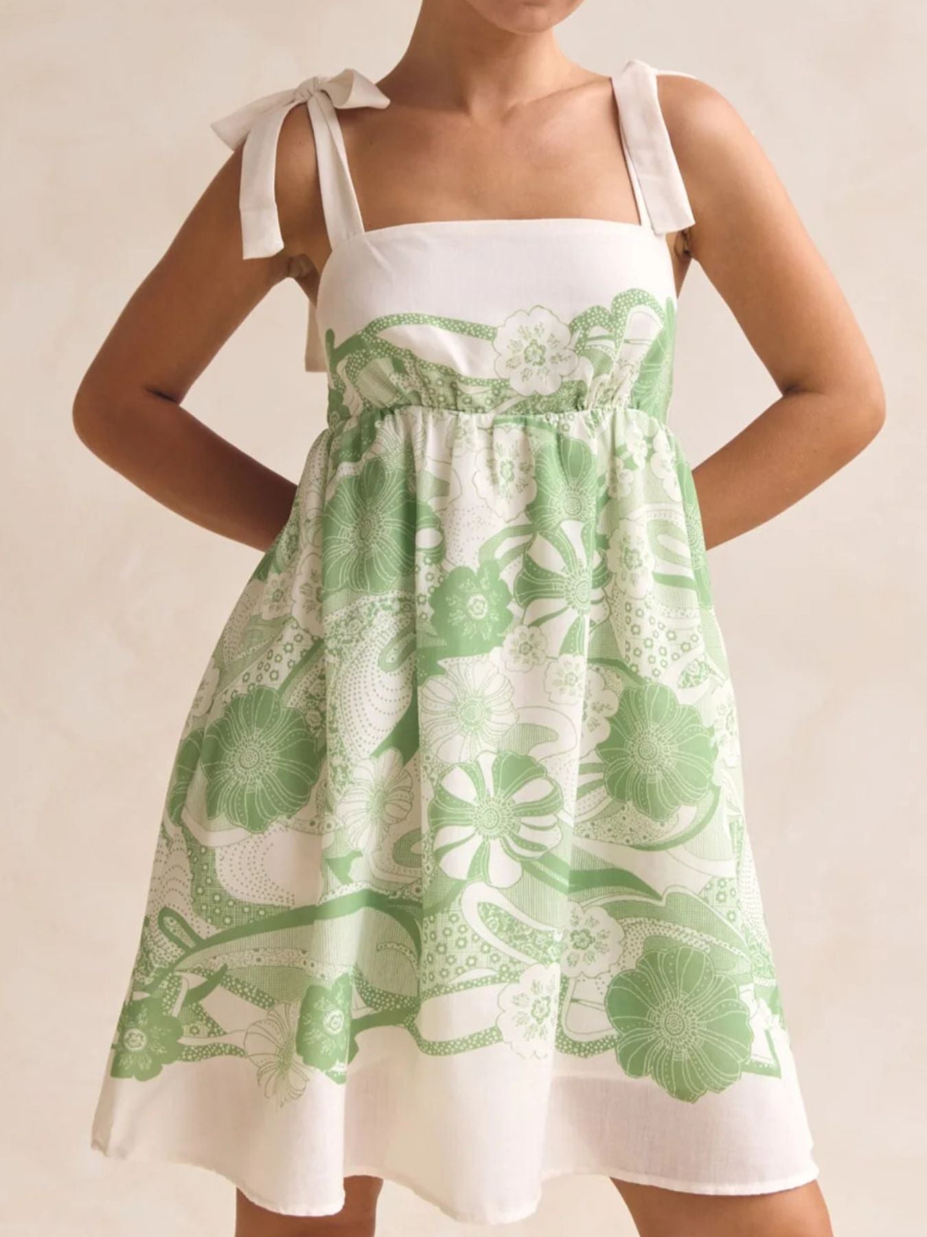 Printed Tie Shoulder Mini Dress - Be Bliss Boutique