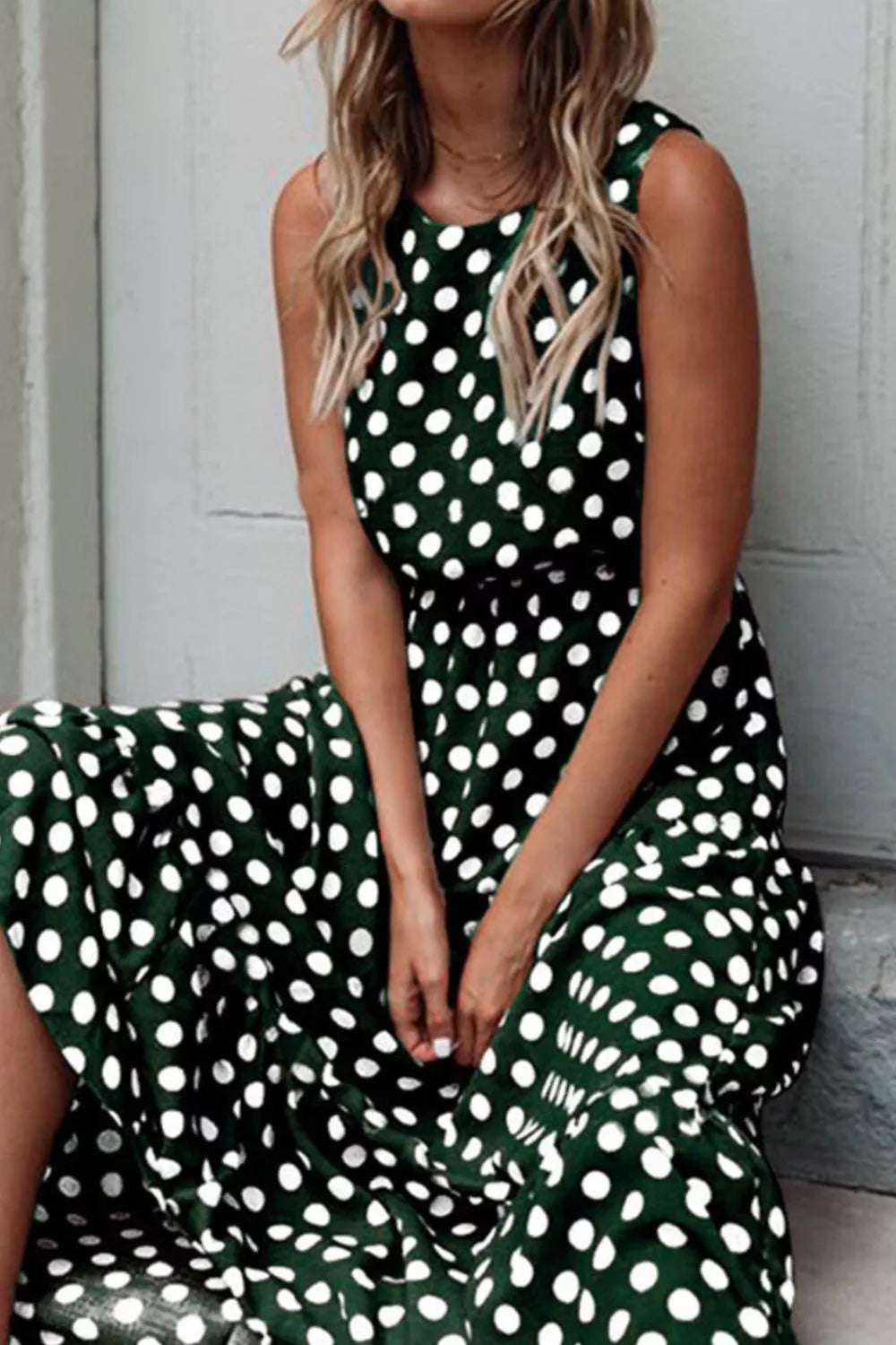 Polka Dot Sleeveless Casual Dress - Be Bliss Boutique