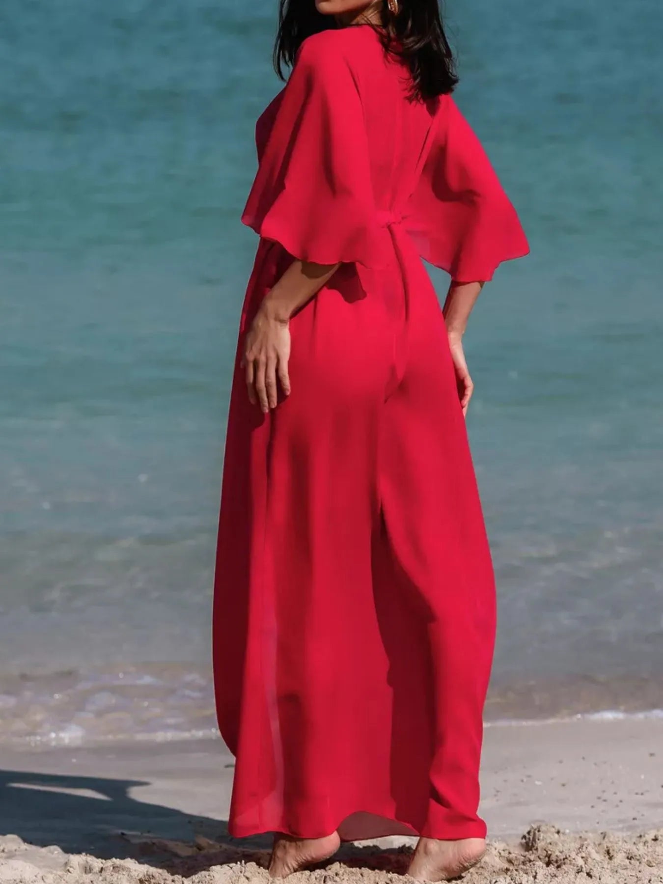 Solid Color Flutter Sleeve Cover Up - Be Bliss Boutique