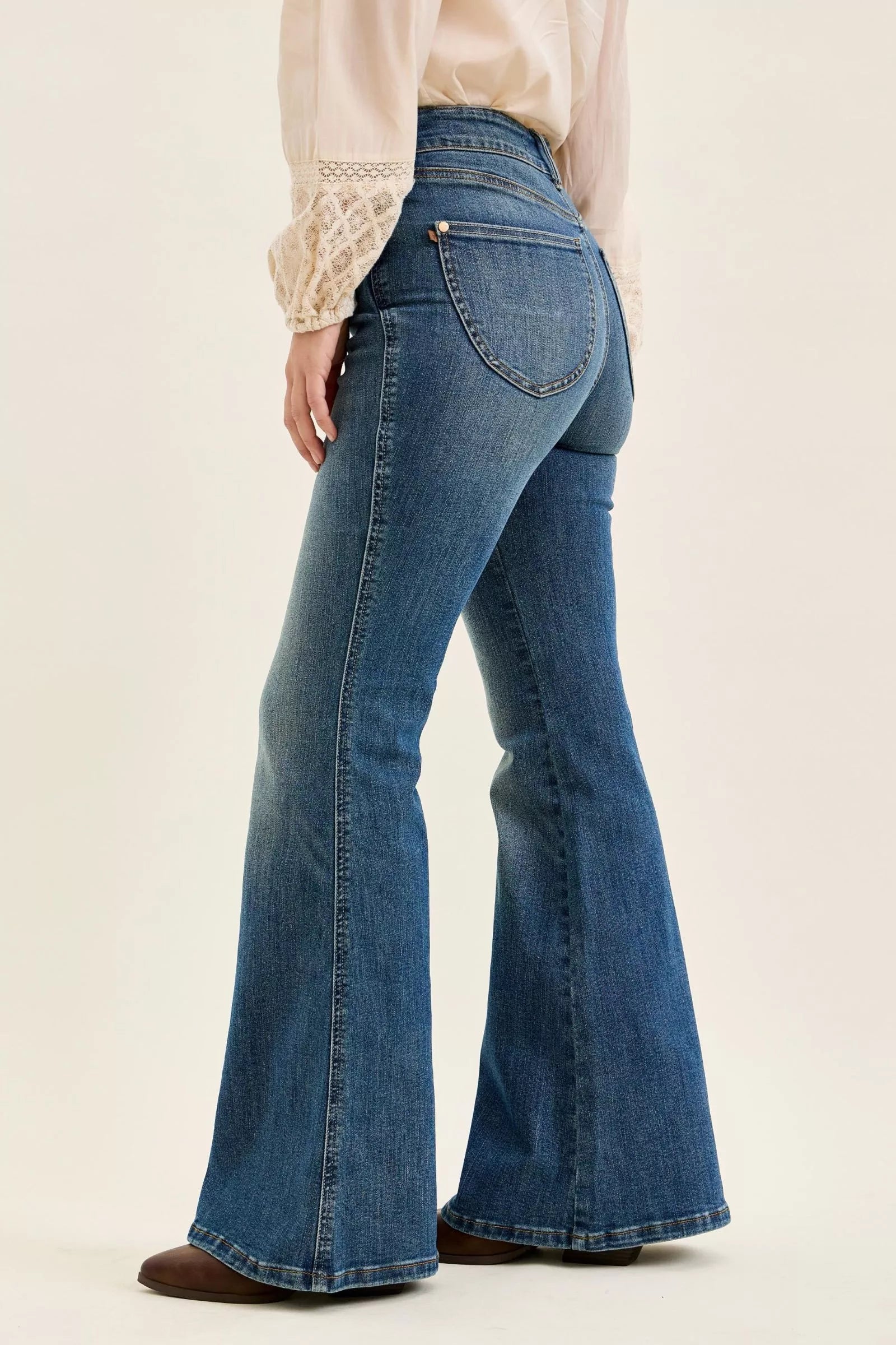Judy Blue High Waist Double Button Tummy Control Flare Jeans - Be Bliss Boutique